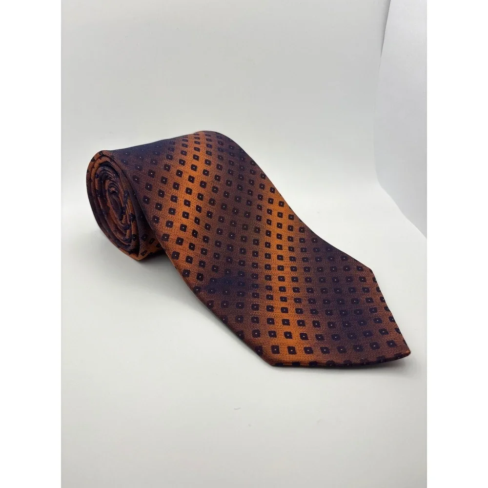Ivano Biagi Mens Silk Tie Orange Purple Geometric Ombre Made in Italy